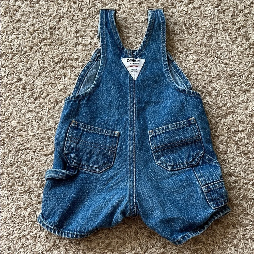 Vintage OshKosh B'gosh Short Sleeve Polo & Denim Shortalls - Size 6-9 Months
